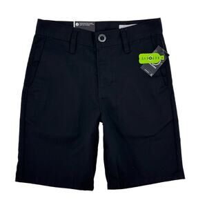 Volcom Frickin Solid Black Chino Shorts Boys Size 8 Small 24 7" Inseam